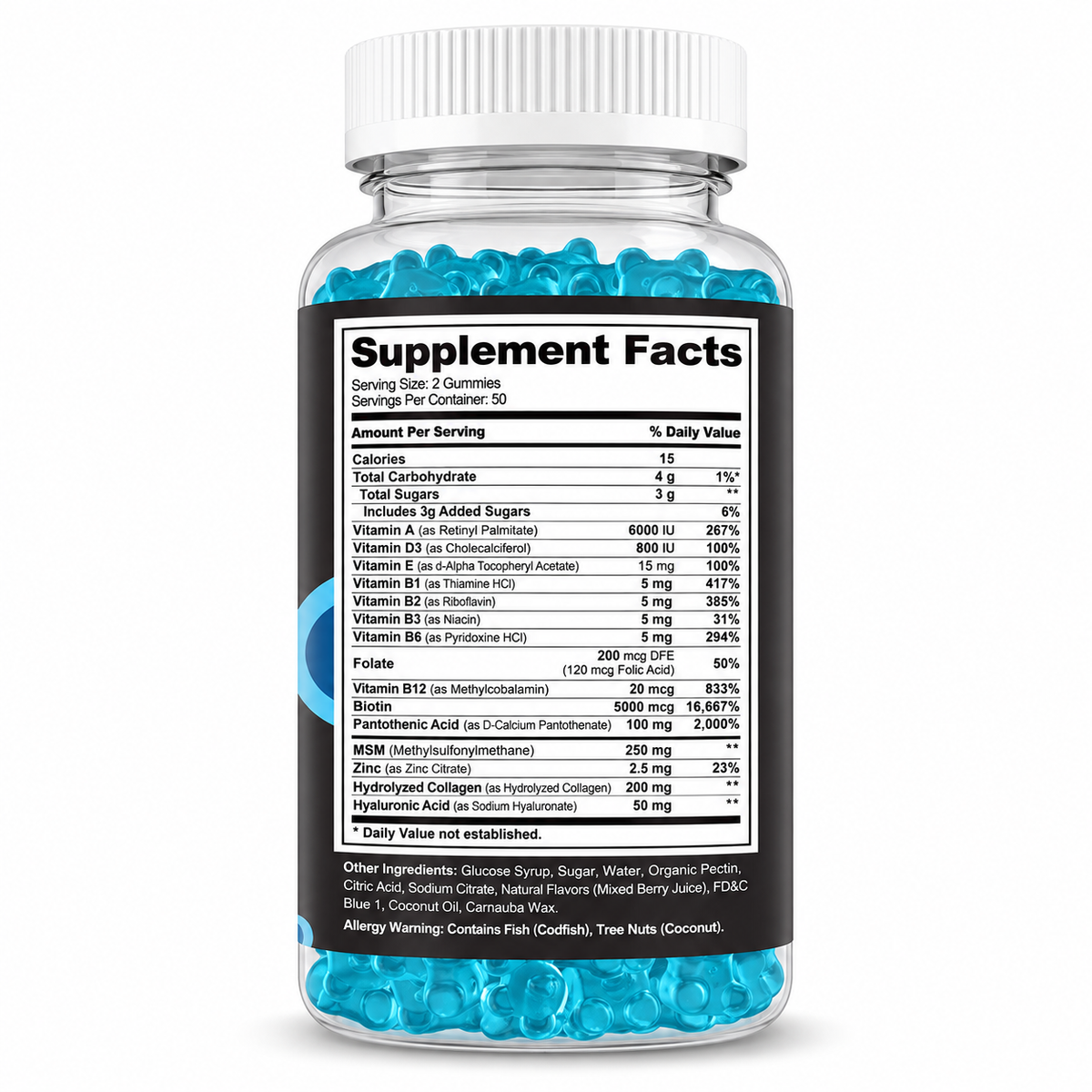 DUBI bottle with Supplement Facts